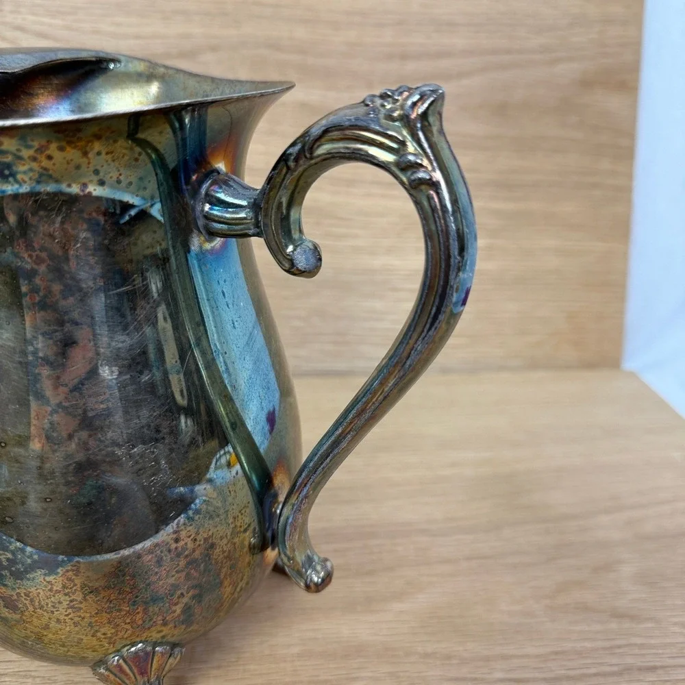 Wm. S.‎ Blackinton Silver Plated Creamer Pitcher with Ornate Handle & Feet